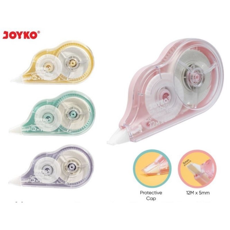 

Correction Tape 12 m Paster Colour Pita Koreksi Joyko Tipex Warna Pastel