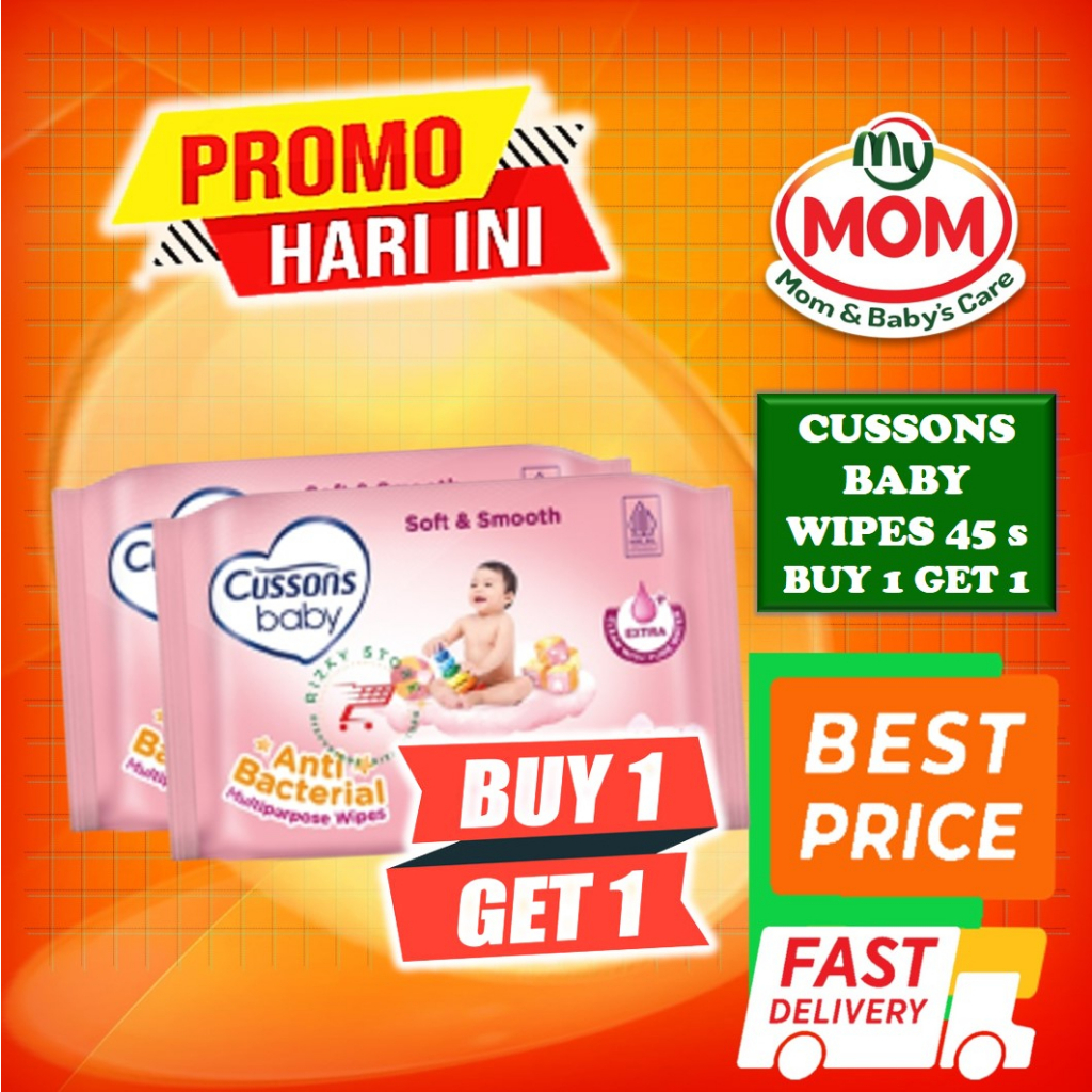 [BPOM] Cussons Baby Wipes 45's +45s (BELI 1 GRATIS 1) / Cussons Wipes / Tissue Bayi Cusson / MY MOM