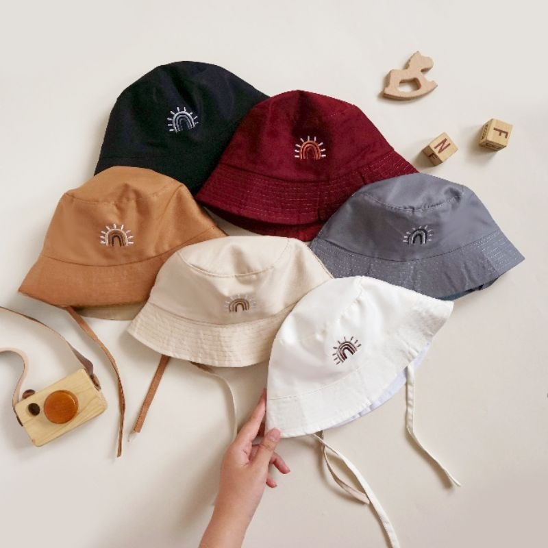 Topi Bucket Anak Laki-laki Perempuan Bordir Pelangi