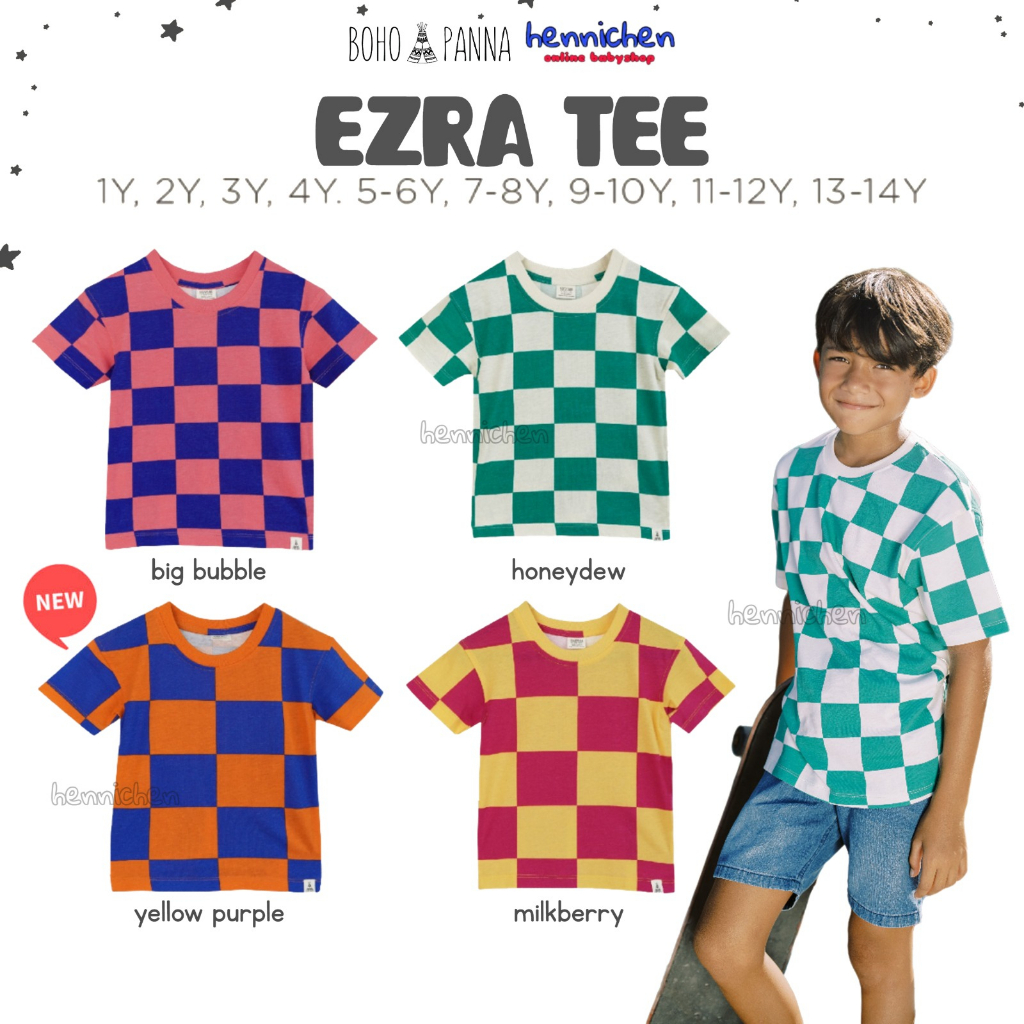 Bohopanna Ezra Tee 1-14 Tahun Atasan Top Baju Unisex Laki laki Perempuan Girl Boy Anak