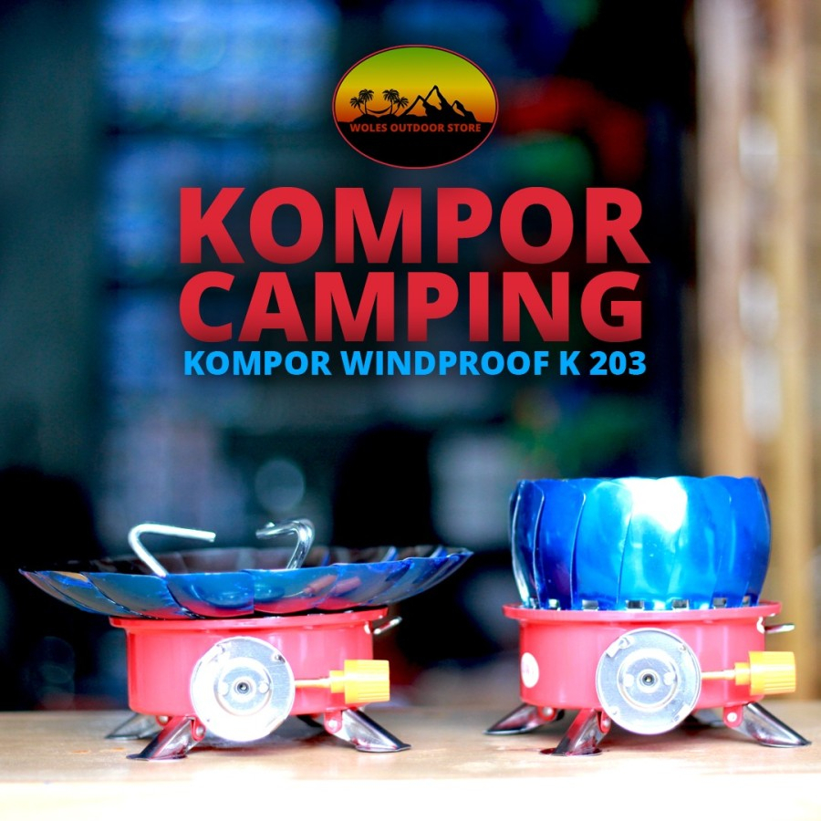 Paket Kompor Windproof Plus Gas Portable - Kompor Camping + Gas Portabel