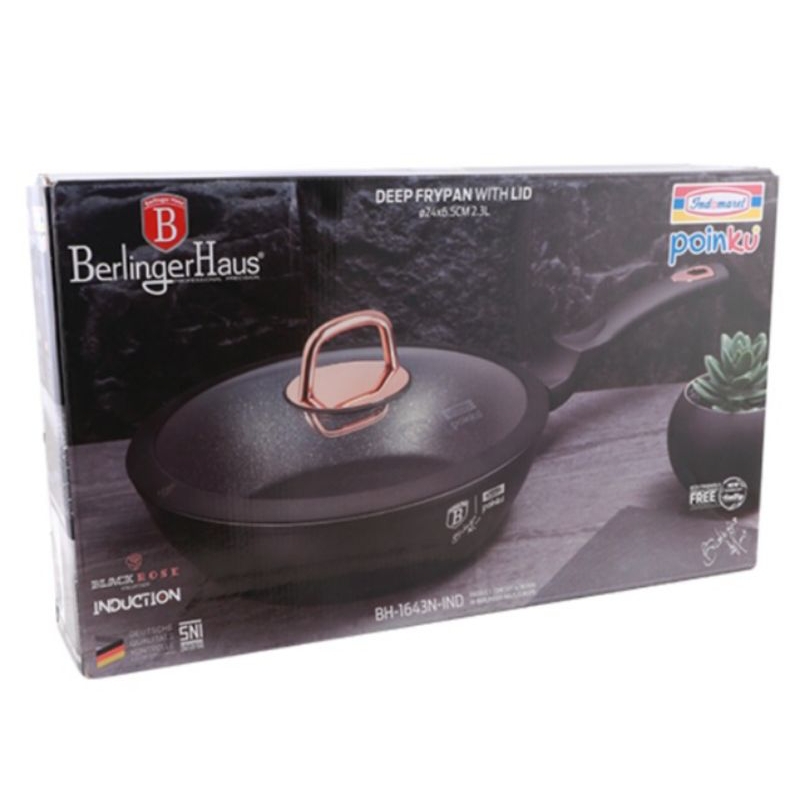 Berlinger Haus × Indomaret - Frypan with Lid 24cm Black Rose Collection / Casserole with Lid 20x10.4