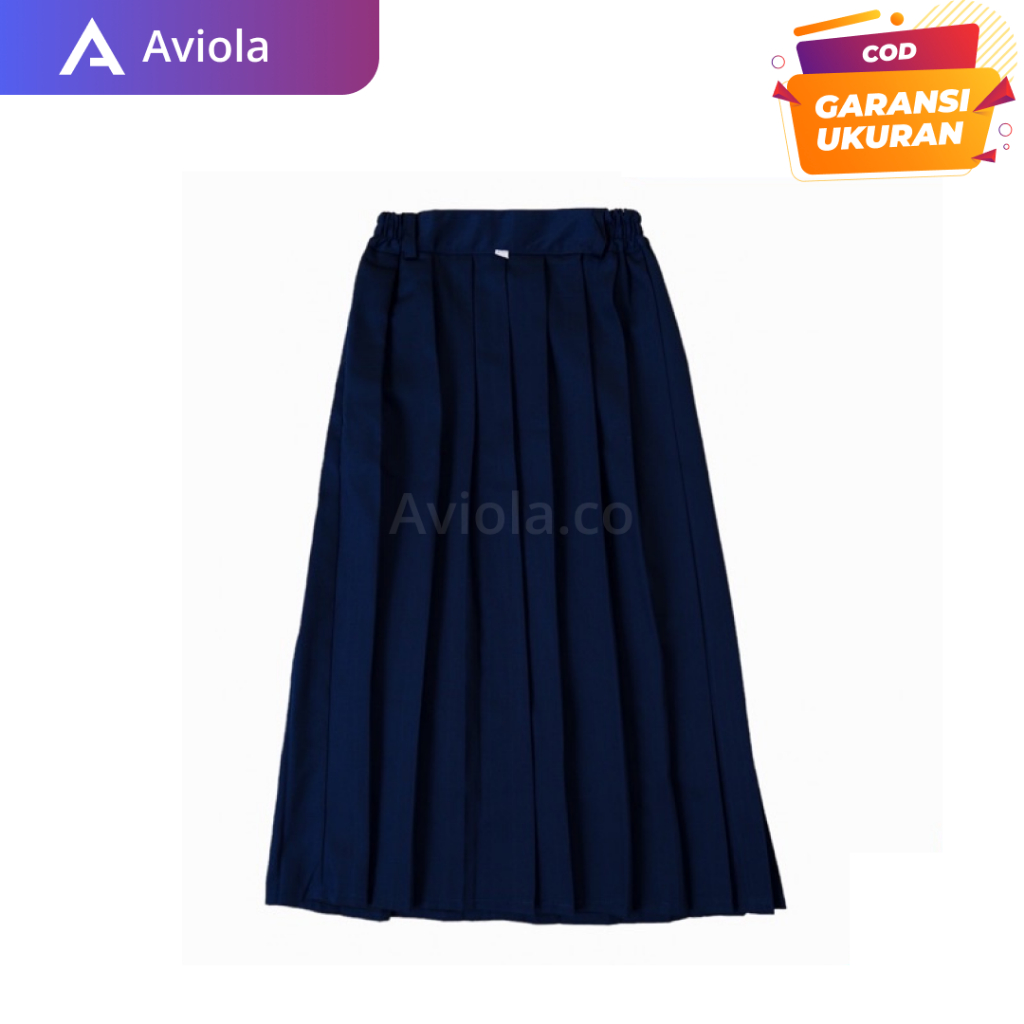 Rok Sekolah SMP rempel panjang - warna biru,coklat(pramuka),putih,hitam