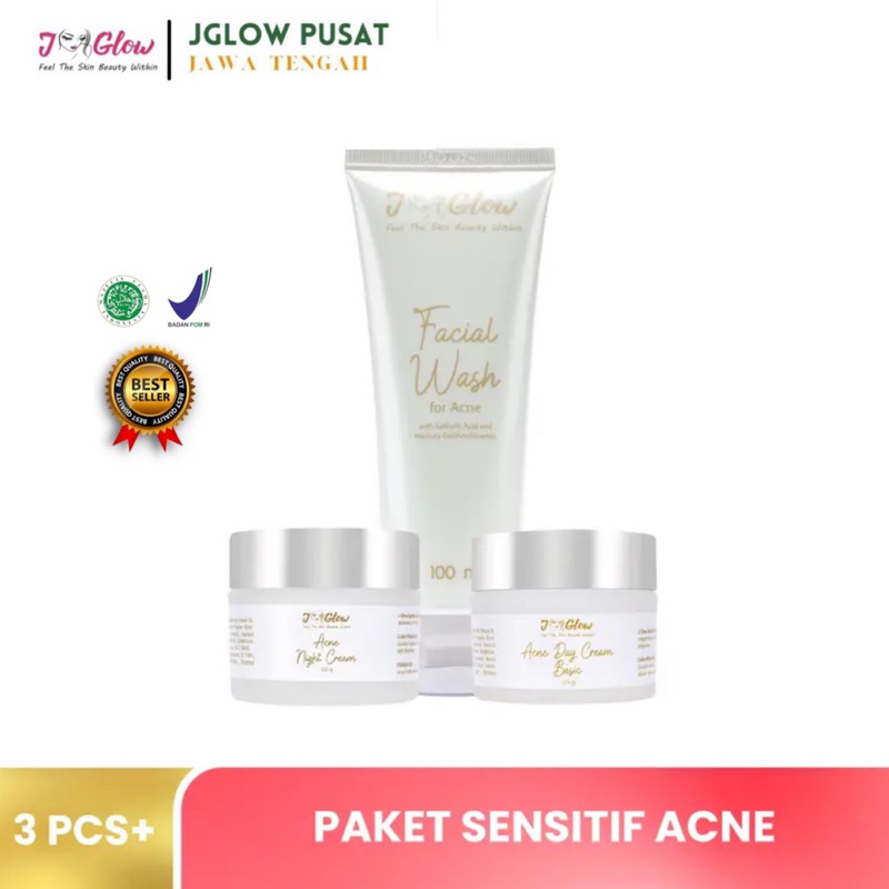 Jglow sensitif acne / Jglow skincare / jglow pusat jawa tengah / Bpom / halal / Paket sensitif acne
