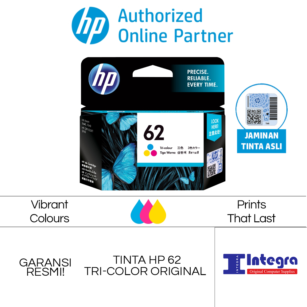 Tinta HP 62 Colour / Warna Original Cartridge - C2P05AA - Officejet OJ 200, 250