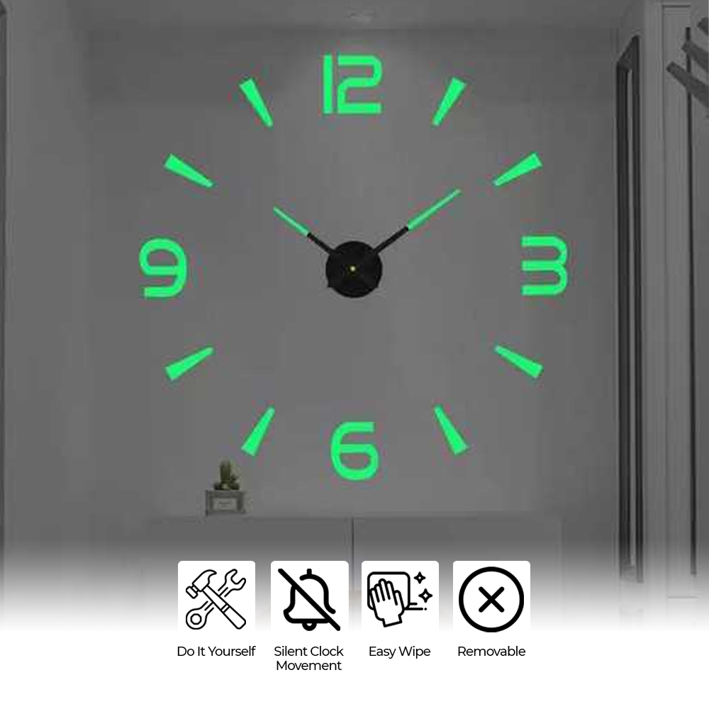 TaffHOME Jam Dinding Besar DIY Giant Glow in The Dark 80-130cm - JM-08 - Green