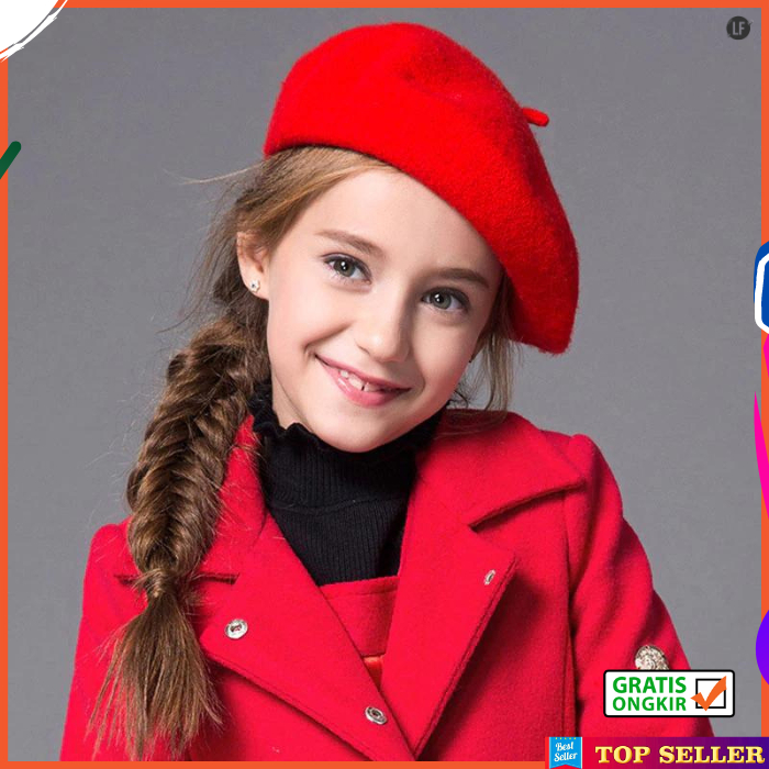 Topi Baret Anak Perempuan Korea Kekinian Kupluk Beret Wol Fashion Cewek Kids Paris Terbaru