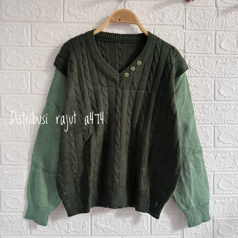 PARGUM SWEATER RAJUT MOTIF CABLE ATASAN LENGAN PANJANG WANITA