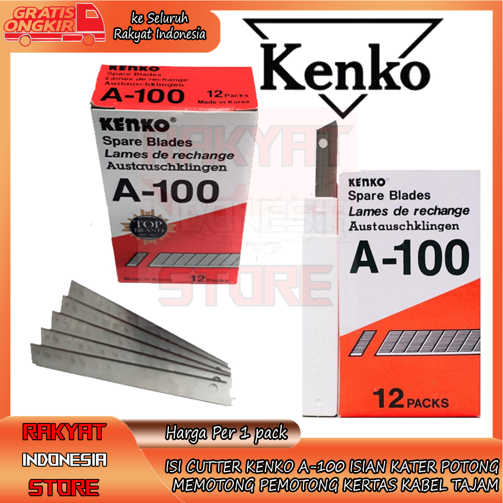 

ISI CUTTER SILET KENKO A100 1PACK 12 TUBE CARTER KARTER KATER TAJAM BLADE REFILL PISAU PISO PEMOTONG MEMOTONG POTONG BESAR ANAK PENGUPAS KUPAS PENGIRIS PENGIKIS TIRIS KERTAS PAPER AMPLAS CUTTER /MATA PISAU KECIL