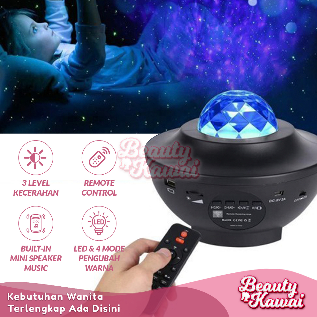 Lampu  Speaker Bluetooth Proyektor Portable Hiasan Langit Kamar RGB