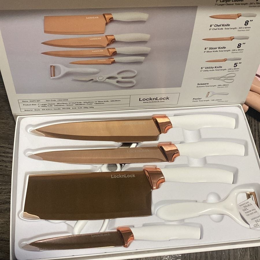 PISAU CKK 109S6 KITCHEN KNIFE SET ROSE GOLD LOCK &amp; LOCK