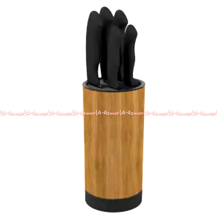 Kris Knife Set 5pcs Pisau Dapur Set Warna Cokat Hitam Dengan Tempat Holder Pisau Bulat Krischef Krisbow Knifes Stainless Steel Carving Koki Santoku Pairing