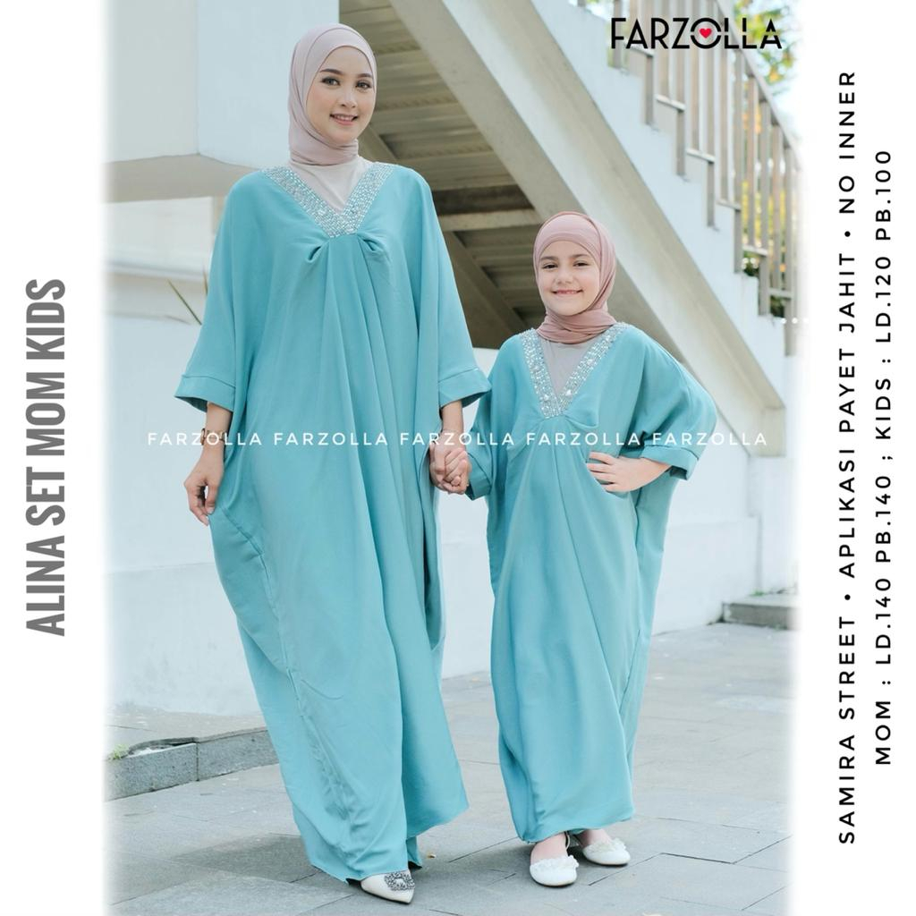 Alina Set Mom &amp; Kids Kaftan Fashion Muslim Couple Original Produk By Farzolla