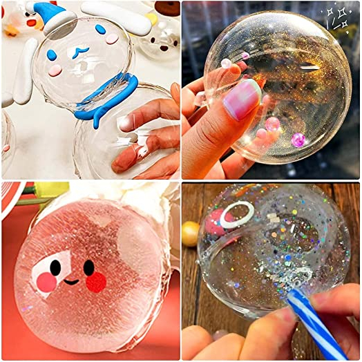 Mainan anak Nano tape blow bubble balon tiup bening / balon tiup gambar / balon isi manik viral 1266