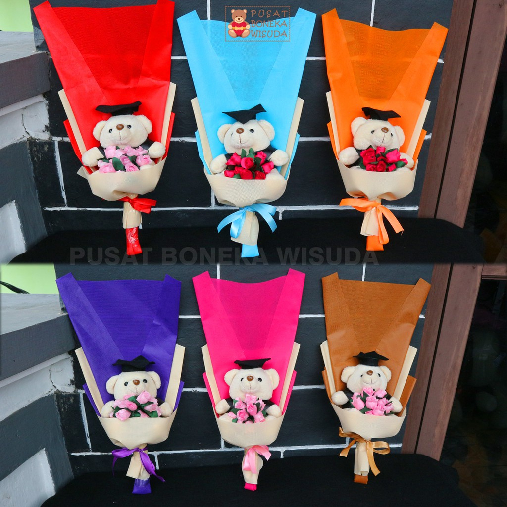 Buket boneka wisuda teddy bear Bucket Bunga Ultah Fanel Flanel murah Kado Wisuda Hadiah Ulang Tahun