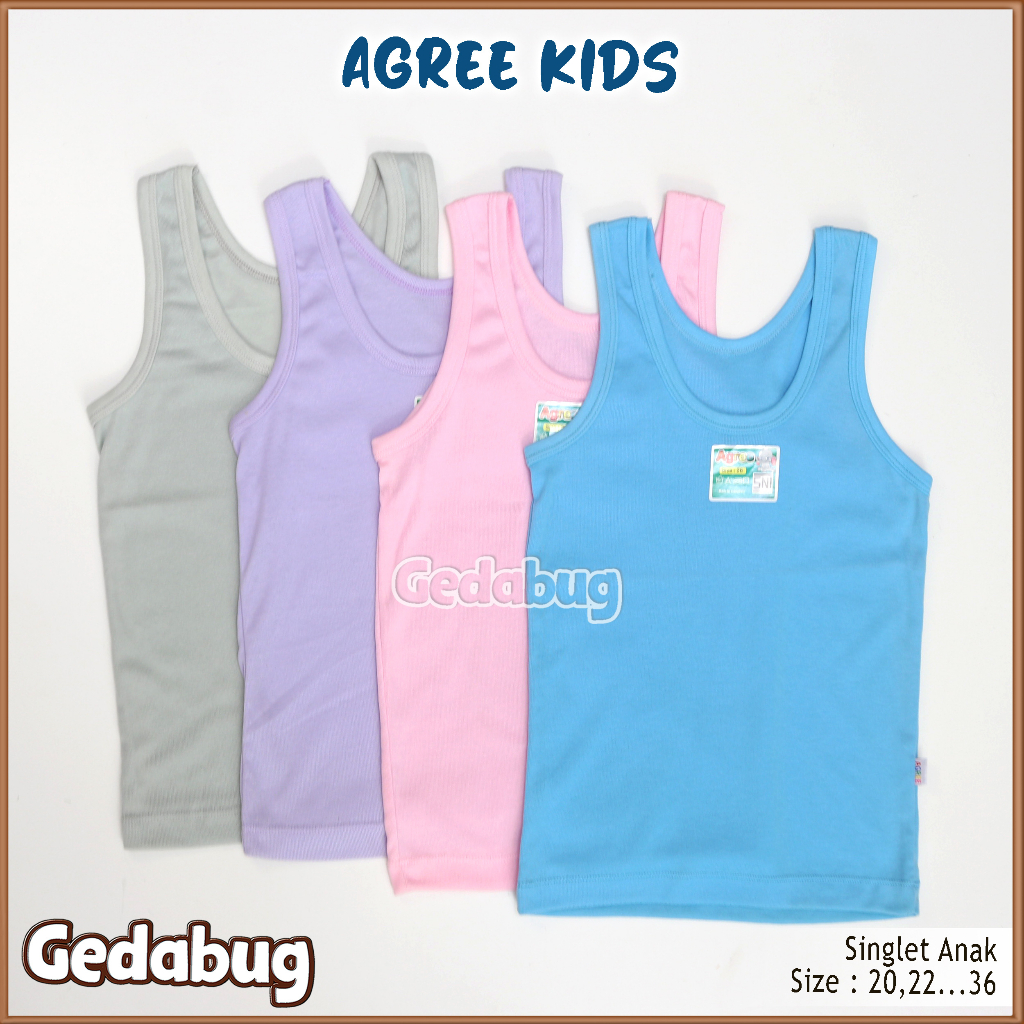 6 Pcs - AGREE Art ST05 | Singlet Anak Cowok katun tebal Soft / Singlet anak Agree Warna ST 05