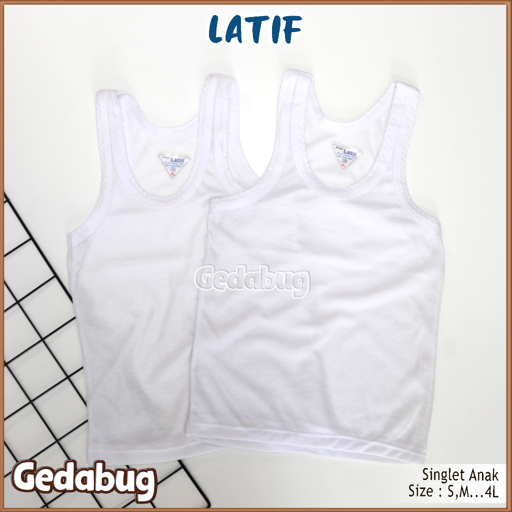 6 Pcs - Singlet Kaos dalam anak &amp; remaja Latif PUTIH Made in Indonesia - Singlet LATIF