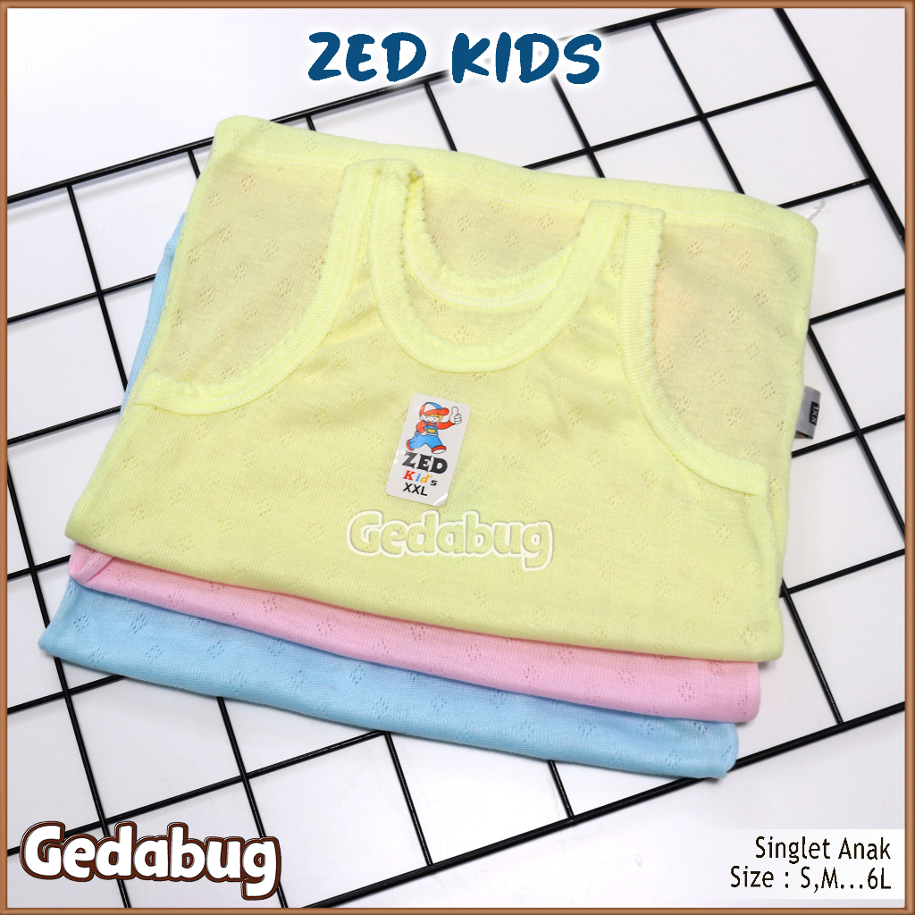 3 Pcs - Singlet kaos dalem Anak ZED Kids | Singlet anak Berpori Warna Kaos Dalam Bayi Unisex | Gedabug