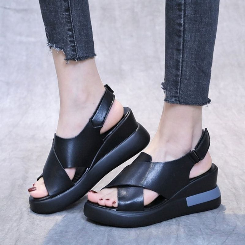 Sandal Wedges Kanaya tali perekat wanita terbaru 2023