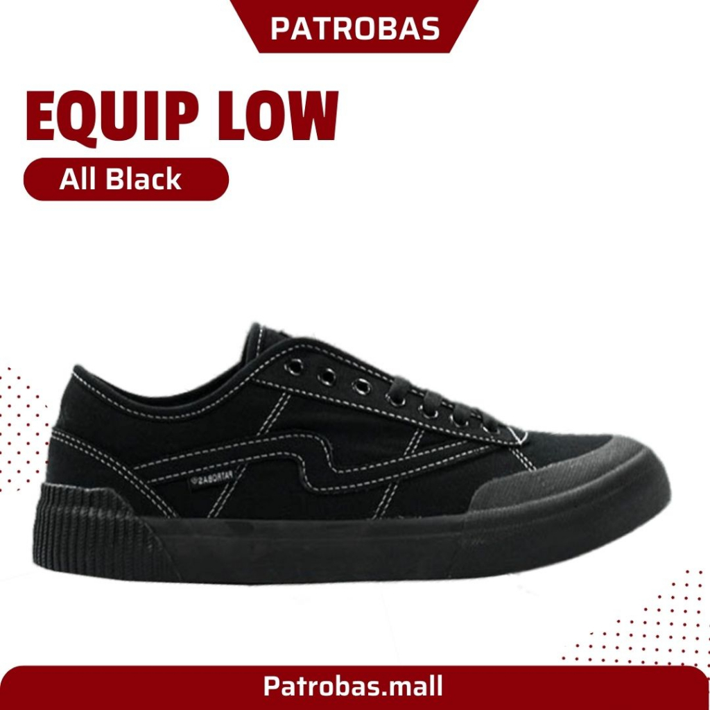 Patrobas Equip Low All Black Original Sepatu Petrobas Full Black