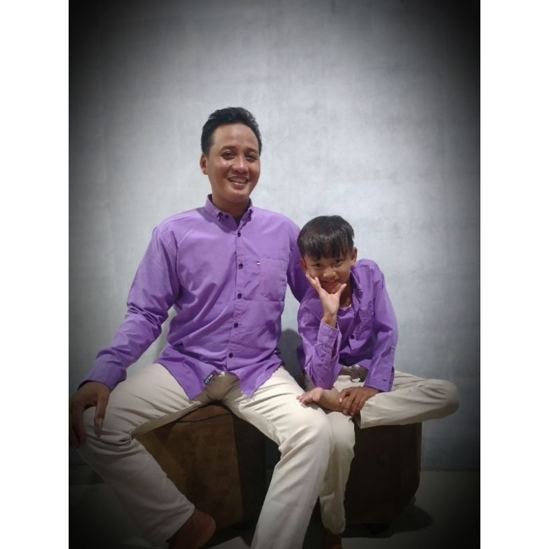 KEMEJA COUPLE AYAH &amp; ANAK WARNA LAVENDER KATUN POPLINE PREMIUM(HARGA SATUAN)