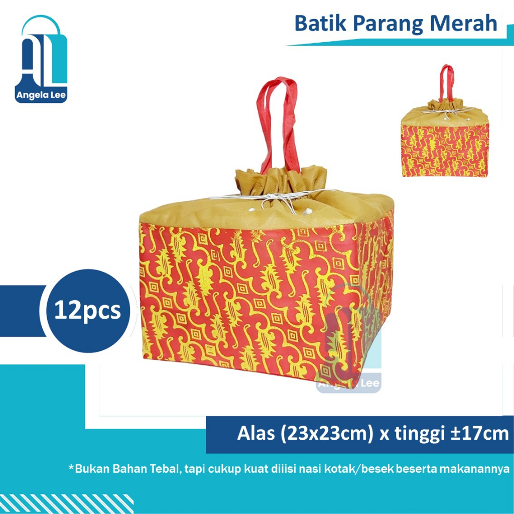 12pcs Tas Kain Spunbond SERUT BATIK PARANG Pesta Syukuran Hajatan Besekan uk.22x22