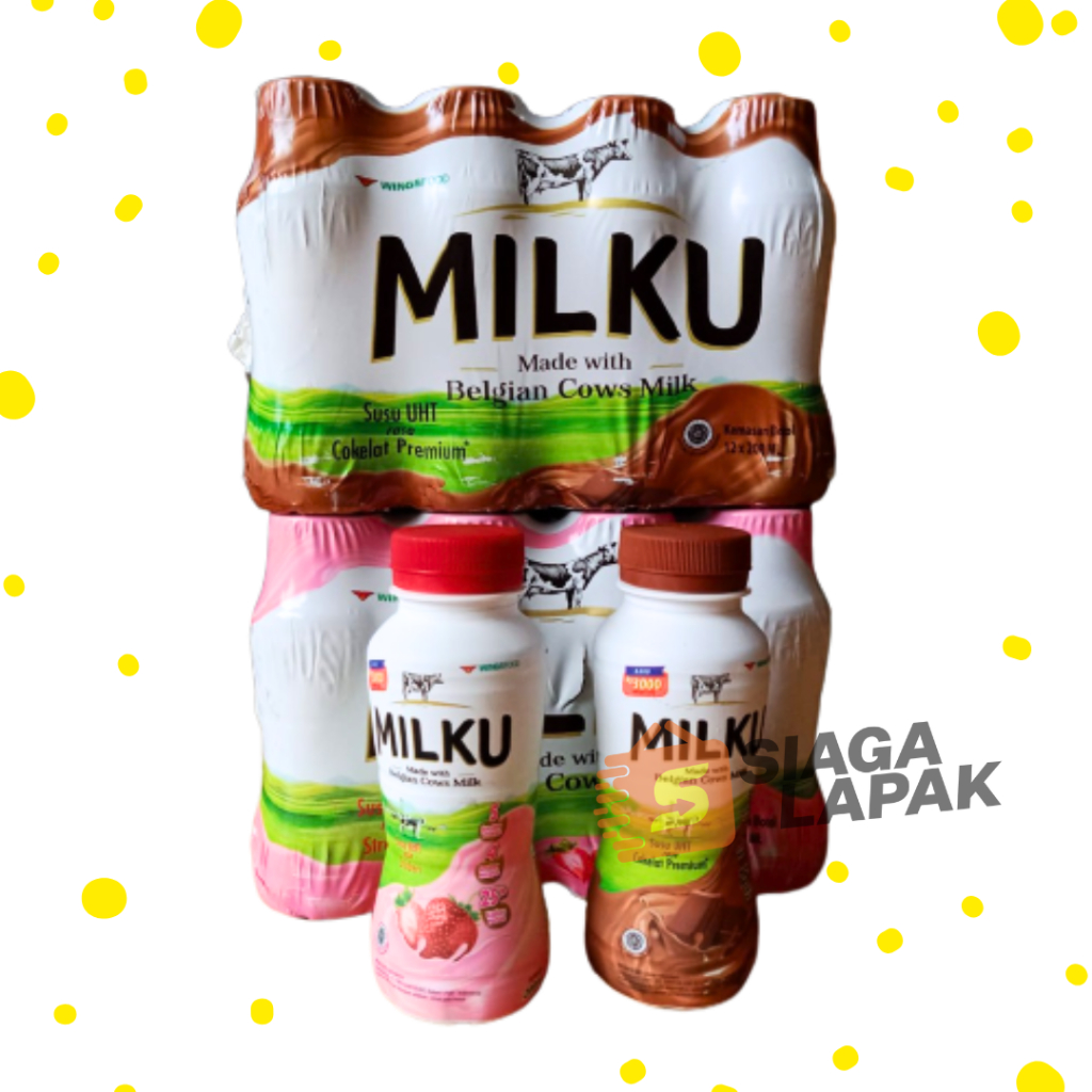 Milku Susu 1 DUS KARTON Coklat Stroberi botol 200ml