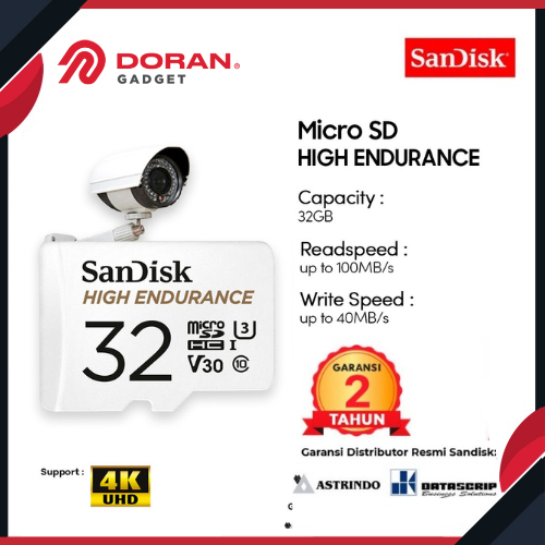 Memory Card Micro SD 32Gb Sandisk High Endurance - 100MB/s MicroSDHC - Original Garansi Resmi