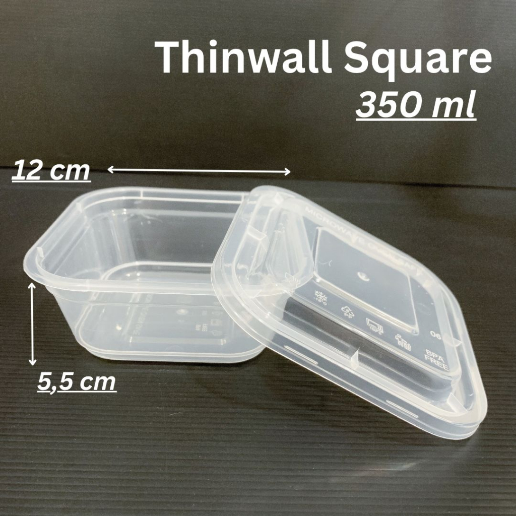 Thinwall Square 350 ml / Mangkok Makan Plastik 350ml