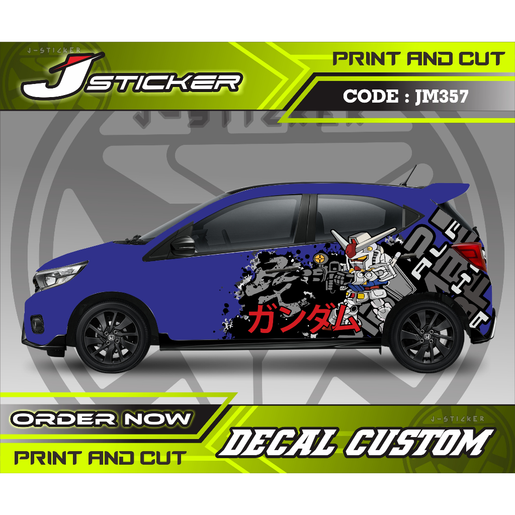 sticker printing gundam mobil agya ayla jazz brio swift mazda2