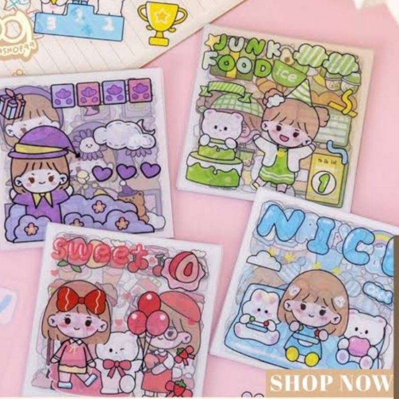 

1PACK SI 20 LEMBAR STICKER DECORATIVE PACK STIKER DEKORASI JOURNAL MOMO SERIES LUCU TRANSPARANT