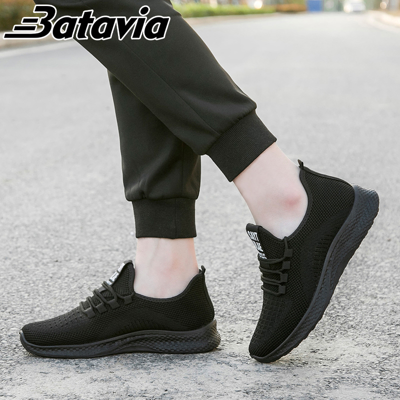 Batavia baru fashion sepatu pria olahraga nyaman blue pria rajut terbang yang hitam sepatu sekolah premium bernapas sepatu Pria B36