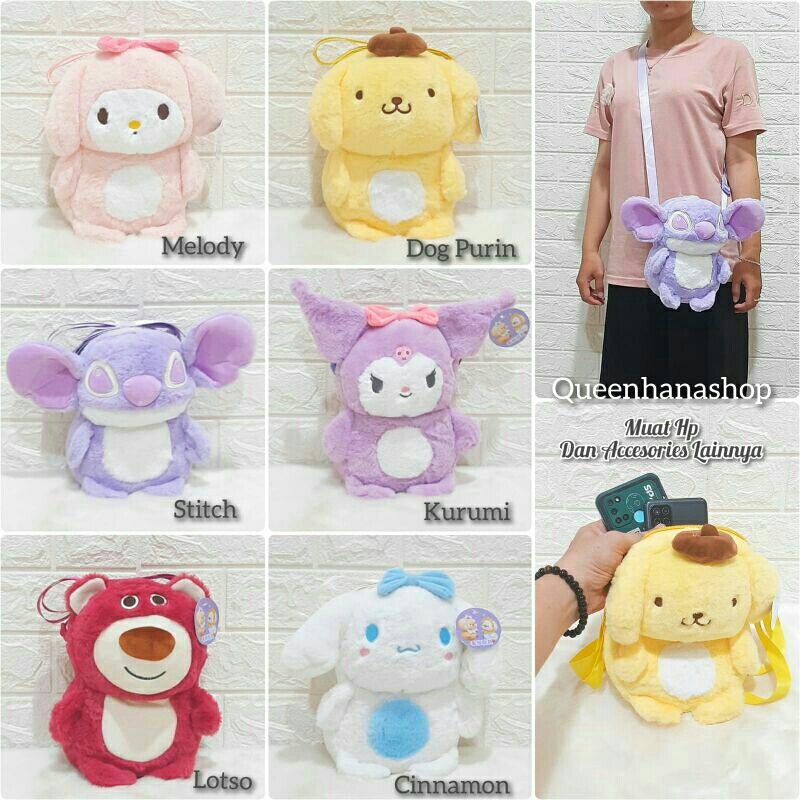 New Tas Selempang Boneka Kekinian Full Body Karakter