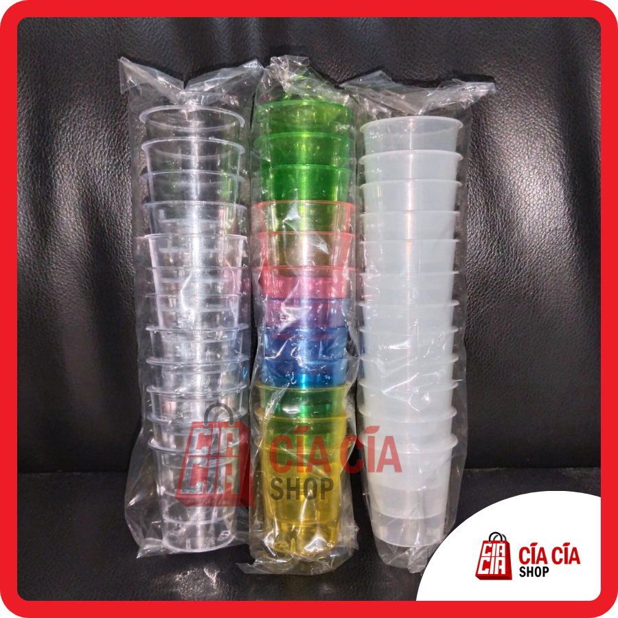 Gelas Sloki Plastik Shot Glass Bening Warna Warni Gelas Seloki 12 Pcs