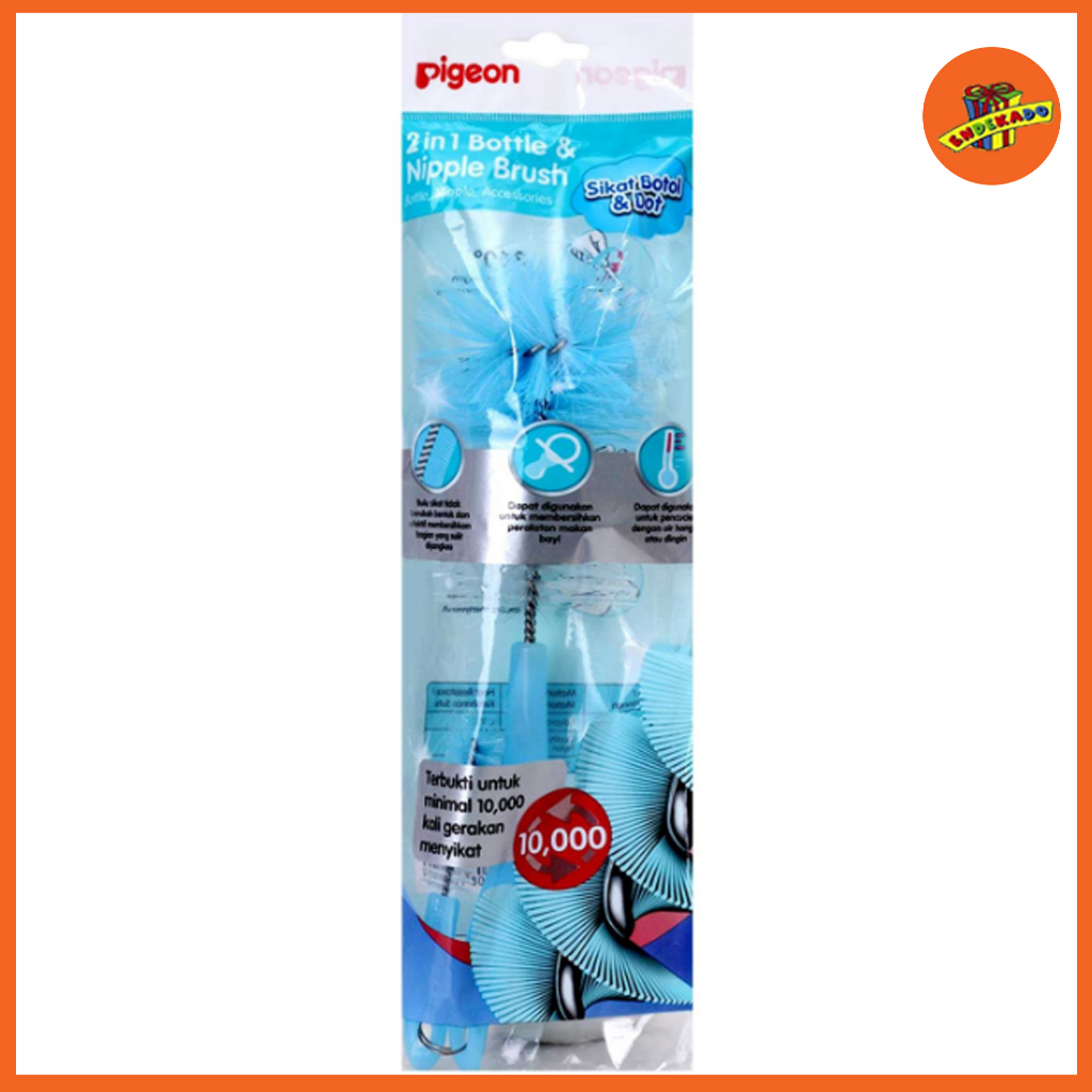 Pigeon 2in1 Bottle &amp; Nipple Brush Basic - Sikat Botol Susu