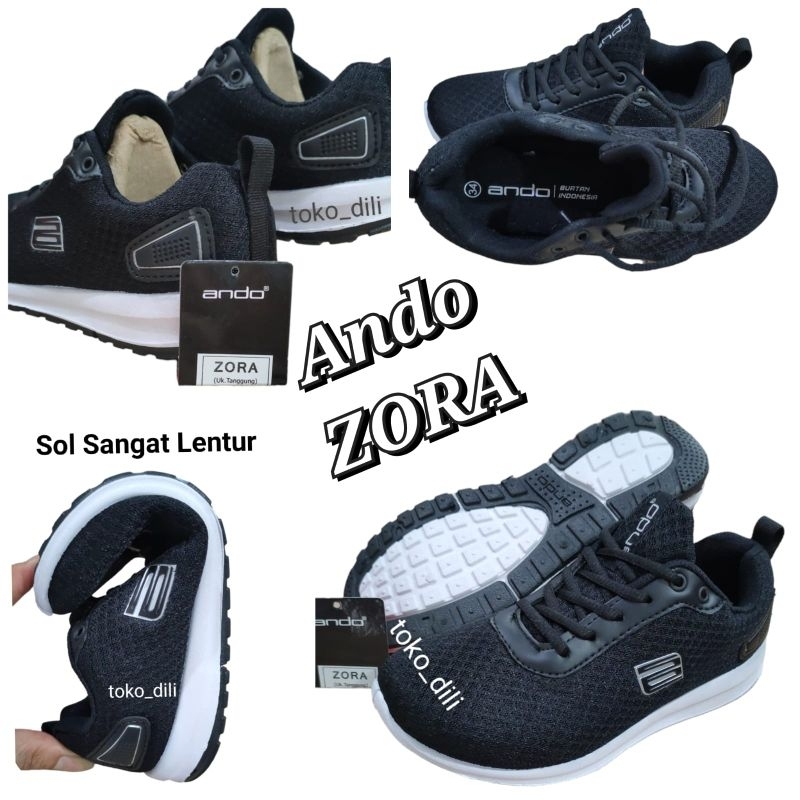 Sepatu Ando 33/36 tali Hitam/ Putih Di jamin Original.