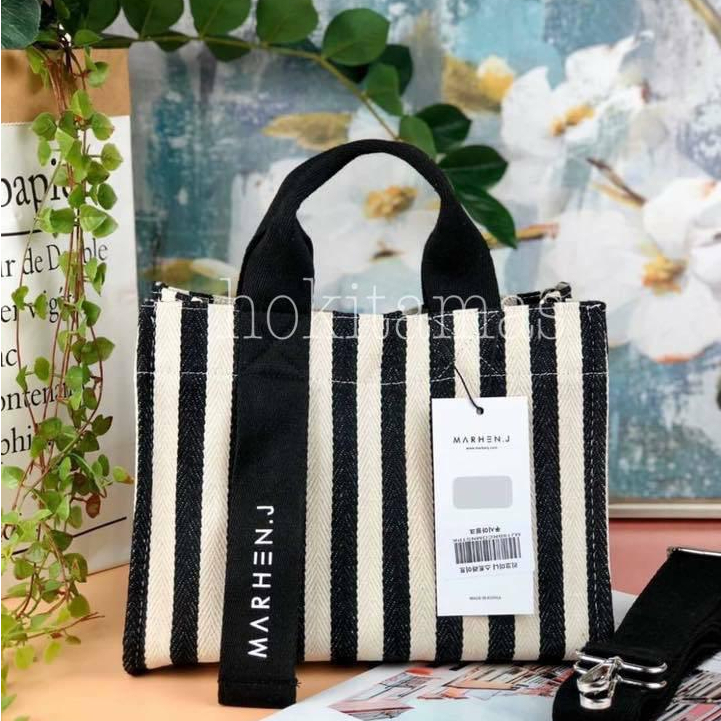 TAS SELEMPANG WANITA GARIS BERWARNA BAHAN KANVAS