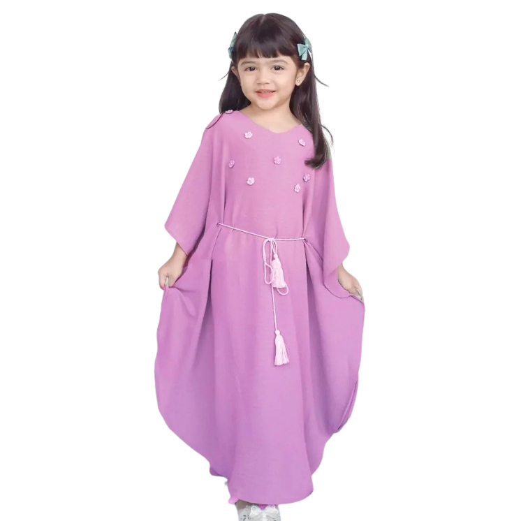 Baju Anak Umur 4 Tahun Sampai 10 Tahun Terbagus 2023 Kids Syar'i Anak Balita Kaftan Abaya Terbaru AISYAH KAFTAN Bahan Crinkle Airflow Premium Adem Dan Lembut Nyaman Buat Anak -Anak Variasi Bunga Mutiara Dan Ikat Pinggang Usia Anak 4,5,6,7,8,9,10 Tahun