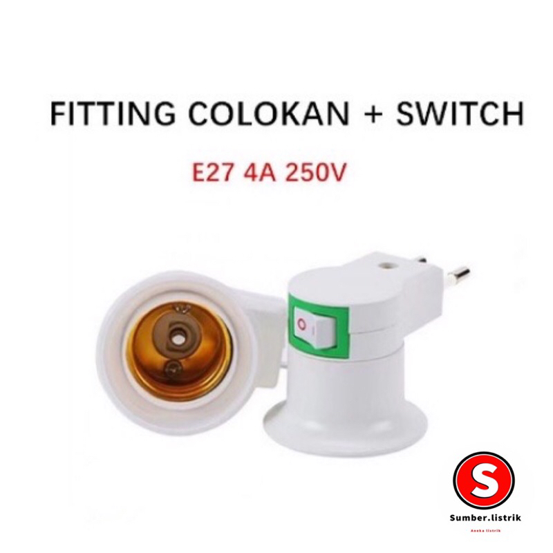 FITTING LAMPU COLOK ON OFF + SWITCH E27 LAMP HOLDER kualitas
