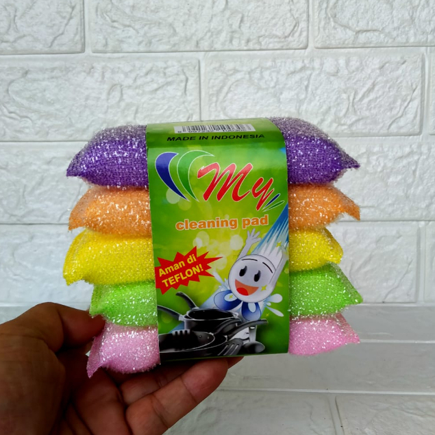 SPONS / BUSA CUCI PIRING WARNA WARNI ISI 5 pcs