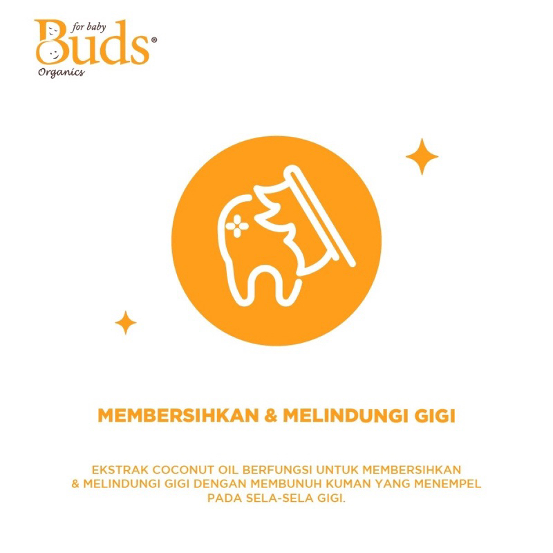 Buds Organics Toothpaste Pasta Gigi Odol Bayi Anak Floride Anti Gigi Berlubang Xylitol Aman Tertelan