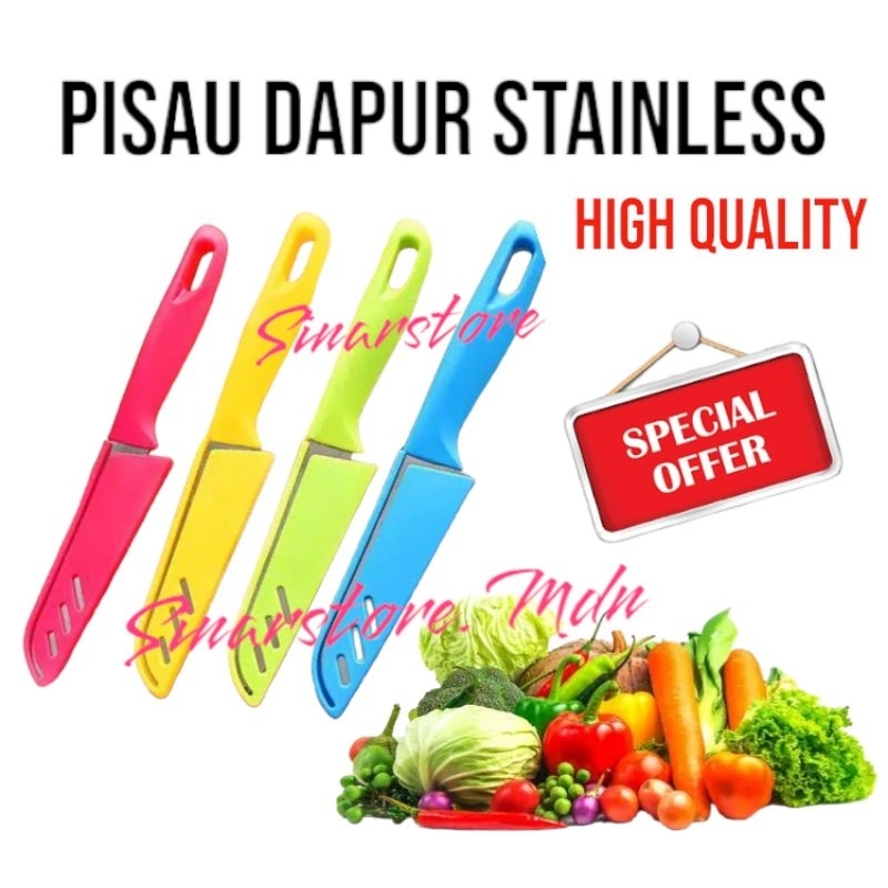 PISAU DAPUR STAINLESS PISAU SAYUR KUPAS BUAH / PISAU SARUNG WARNA PISAU TALENAN DAPUR MURAH