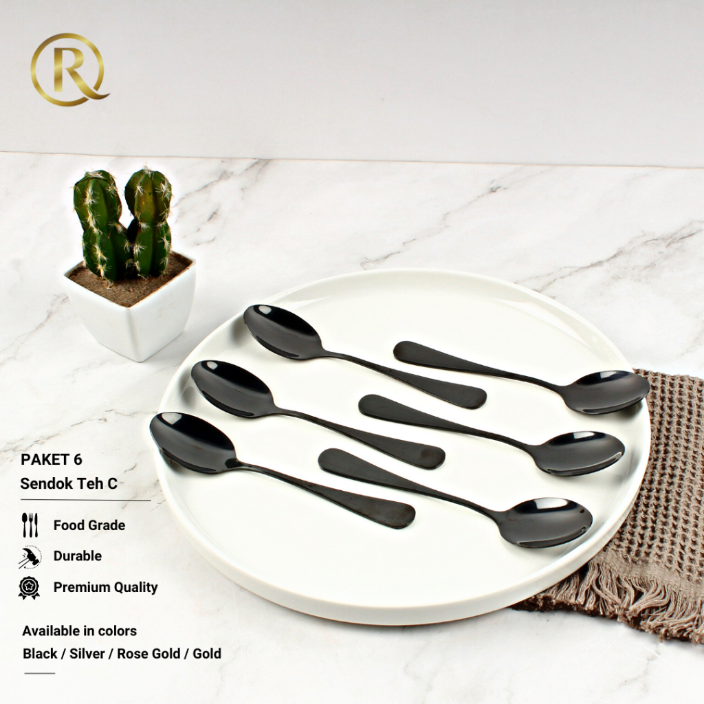 Paket Isi 6pcs Sendok Teh C Dessert Stainless Steel Korea Tebal 14cm