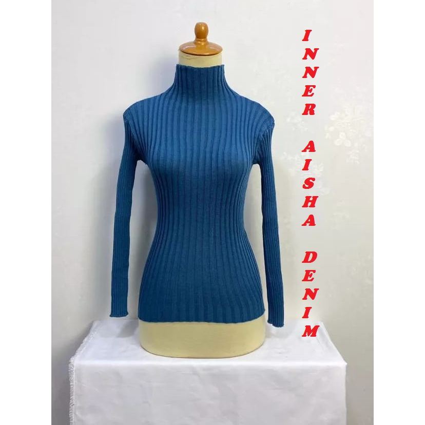 Atasan Wanita Inner Aisha Rajut Turtle Neck Baju Rajut Hijab