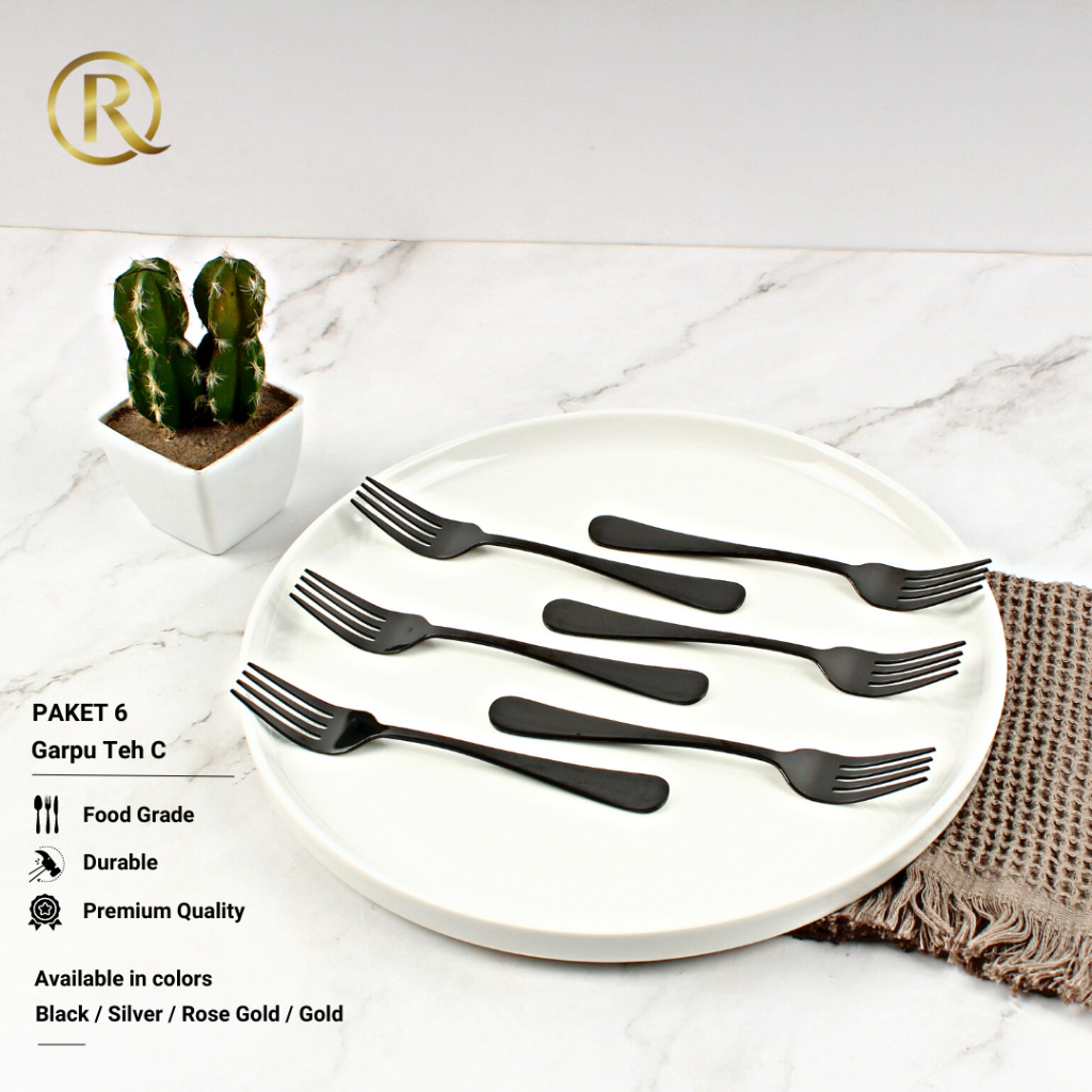 Paket Isi 6pcs Garpu Kue C Dessert Stainless Steel Korea Tebal 14cm