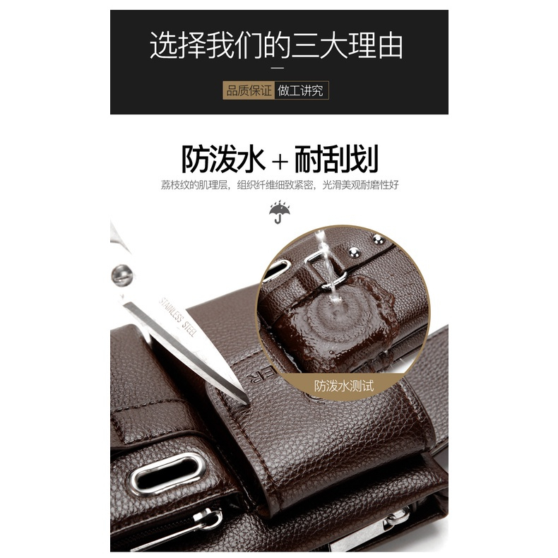 garansi tas pinggang kulit pria model sabuk serbaguna waist bag travel multifungsi bisa untuk hp,