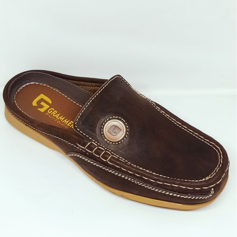 Sepatu Pria Selop Bustong Slip On Moccasin Kulit Asli Nubuck Grammer
