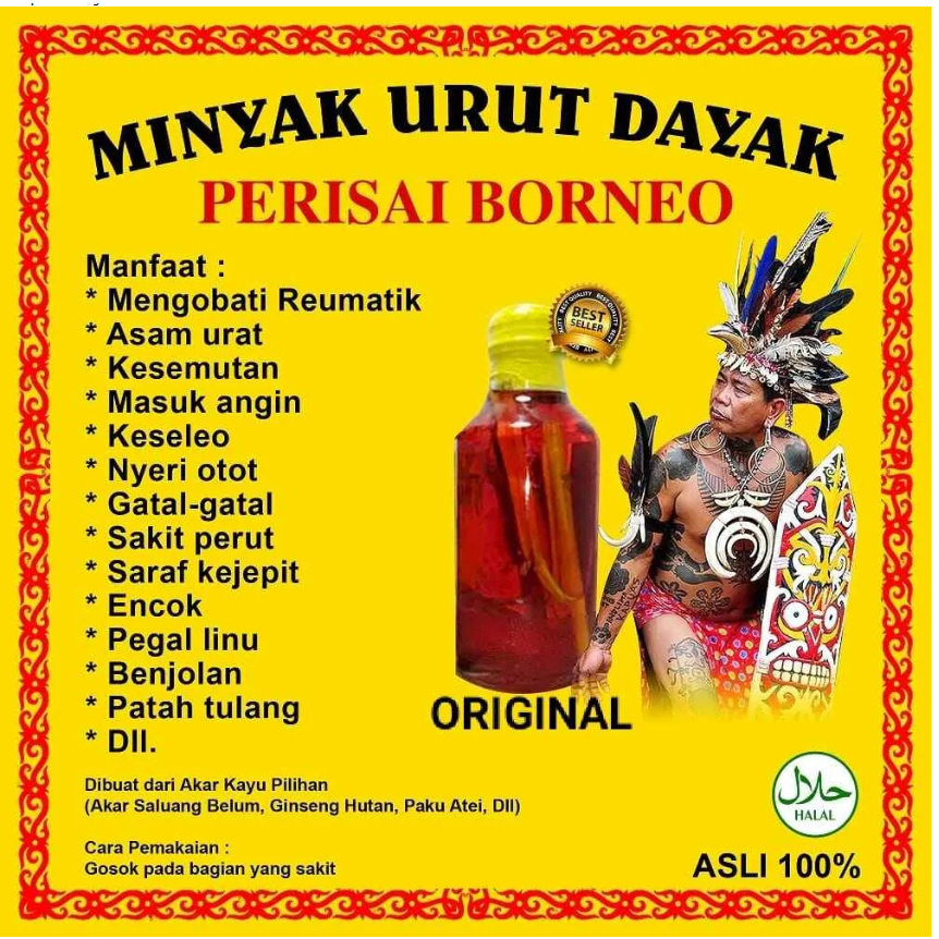 Minyak urut Dayak - membantu mengobati penyakit strok,rheumatik