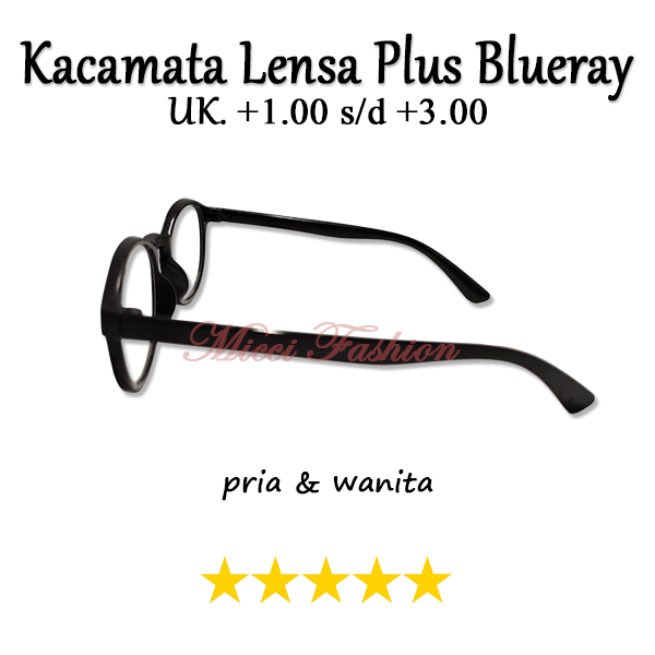 Kacamata Baca Full Plus (+) Anti Radiasi Tersedia Ukuran +1.00 s/d +3.00 Lensa Transparant Bentuk Frame Oval Warna Hitam Hitam Glossy TANPA CASE