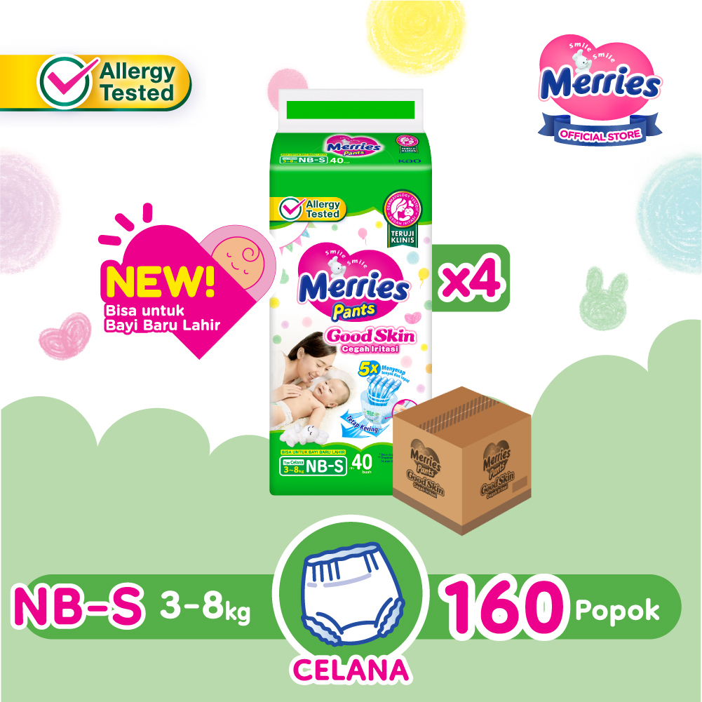 Merries Good Skin Pants Popok Bayi NB-S (3- 8kg) Isi 40 Buah Carton